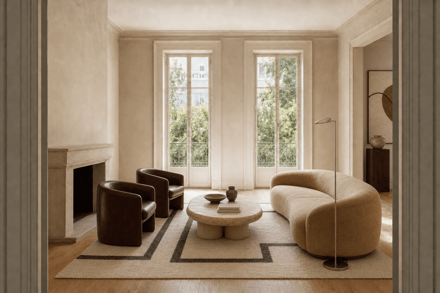 Sculptural modern living room